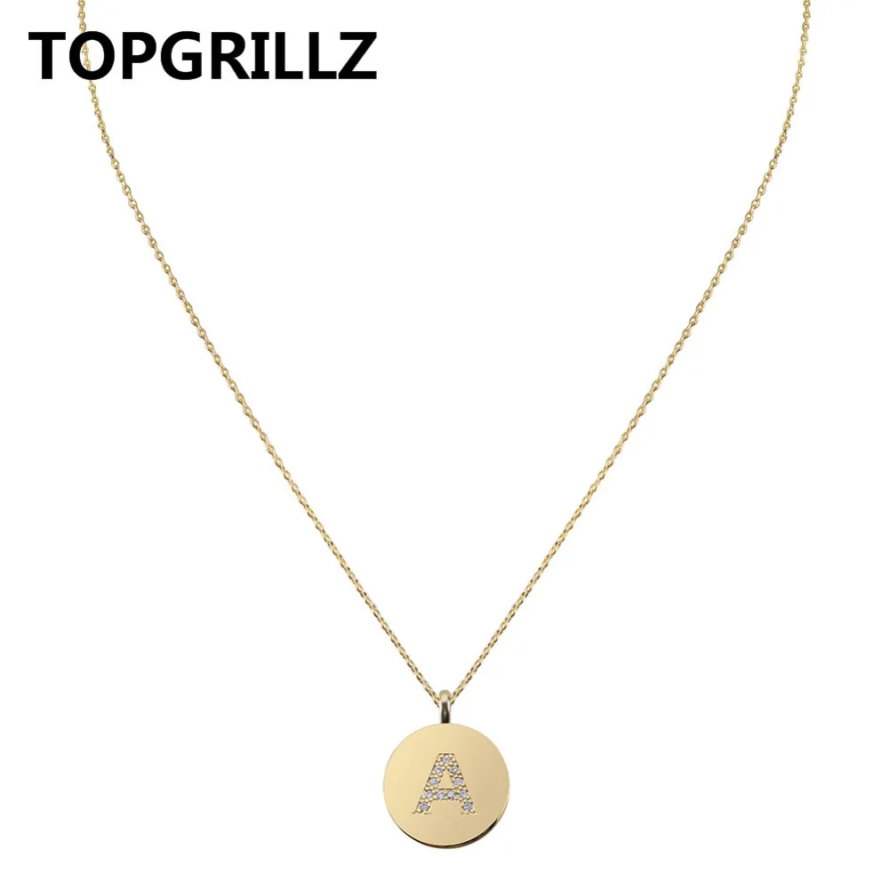 TOPGRILLZ серебро розовое золото круг монеты Золото Цвет Начальная буква A-Z Ожерелье