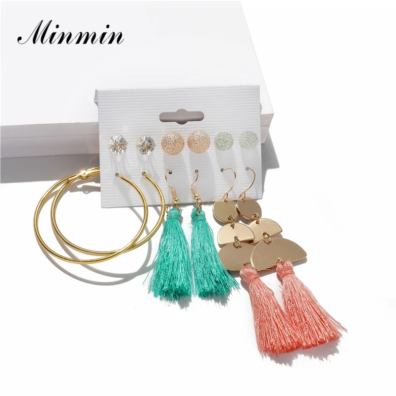 Minmin 12 видов стилей Boho Этнические длинные серьги кисточки с бахромой для женщин 6