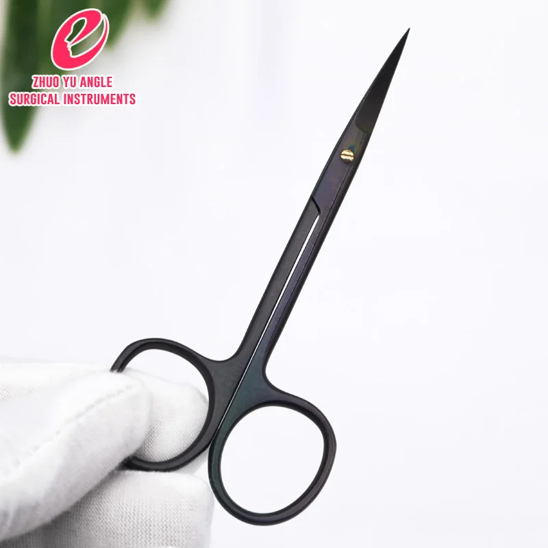 Глазные ножницы вольфрамовая углеродистая сталь фарфор PFM черная ручка