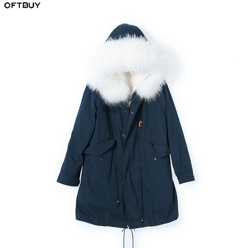 OFTBUY 2018 длинная парка зимняя куртка Для женщин натуральным мехом пальто