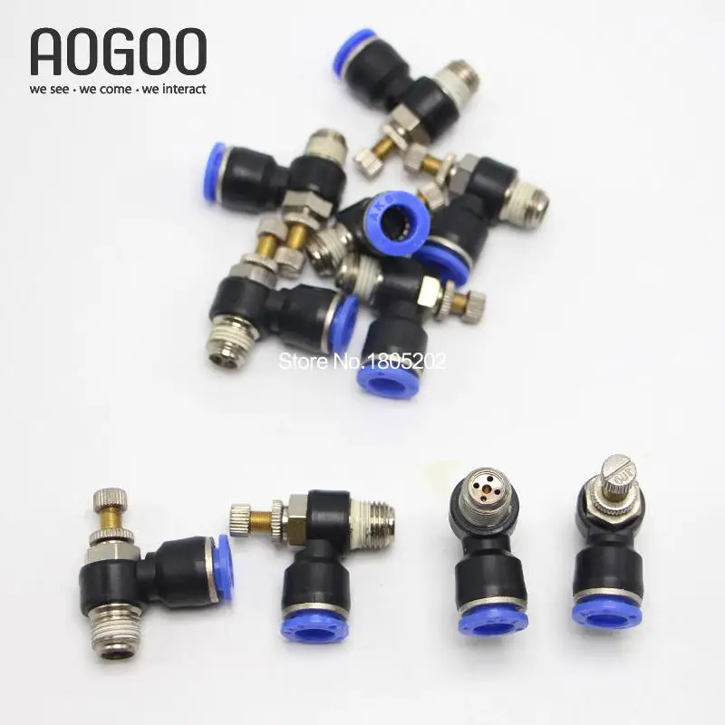 

10Pcs/lot Tube 6mm Thread G1/4 Pneumatic throttle valve Fitting SL series pneumatically Quick Connector exhaust valve SL6-02