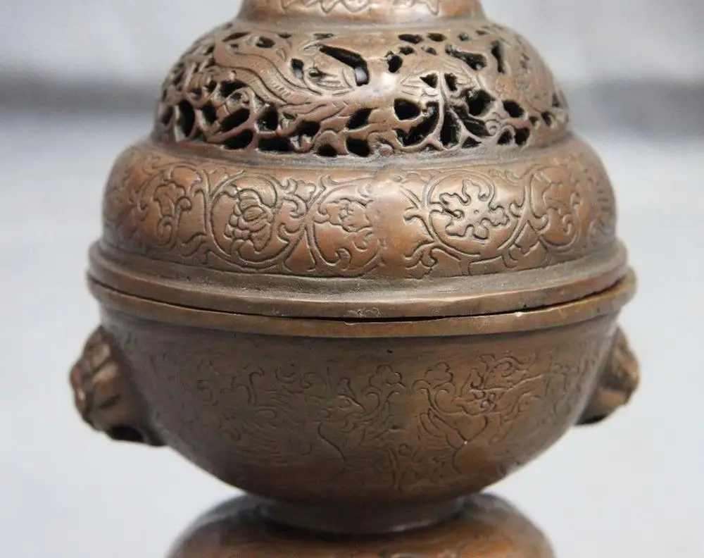 8 China Pure Bronze Copper Palace Wild animal Statue Beast Incense Burner Censer | Дом и сад