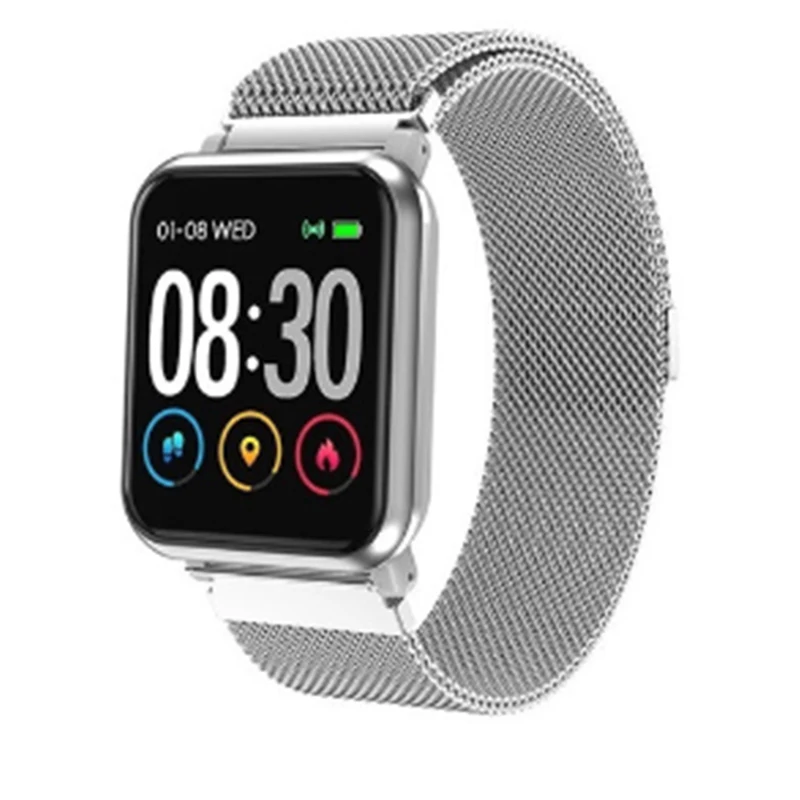 Silver steel strap Смарт-часы, водонепроницаемые, Bluetooth 4,0, монитор сердечного ритма, браслет, сенсорный цветной экран, для мужчин и женщин, спортивные Смарт-часы для ios - Цвет: Silver steel strap