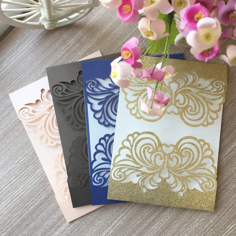 

45pcs Exquisite Laser Cut Wedding Invitations Card Birthday Party Decorative Greeting Blessing Card Party Supplies