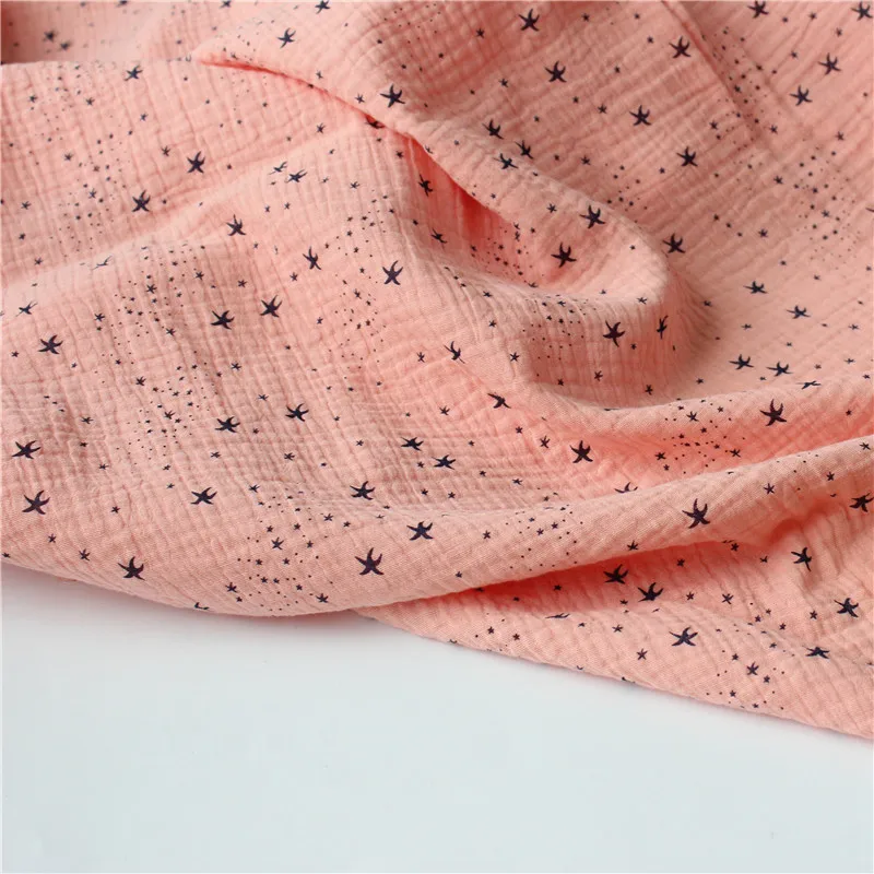 

Cotton, Hemp, Crepe, Double-layer Gauze Printed Children's Clothing Fabric Foam Yarn Anti-mosquito Pants Pajama Fabric