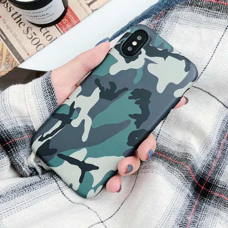 Камуфляжный цветной чехол для iPhone XS XR Max X 6 6S 7 8 Plus мягкий IMD полный корпус защитный