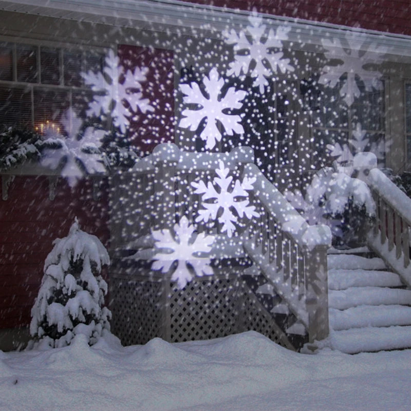Christmas Lights Outdoor Waterproof LED Laser Snow Animation Effect IP65 Indoor/Outdoor Projector 16 Patterns Snowflake/Snowman | Лампы и
