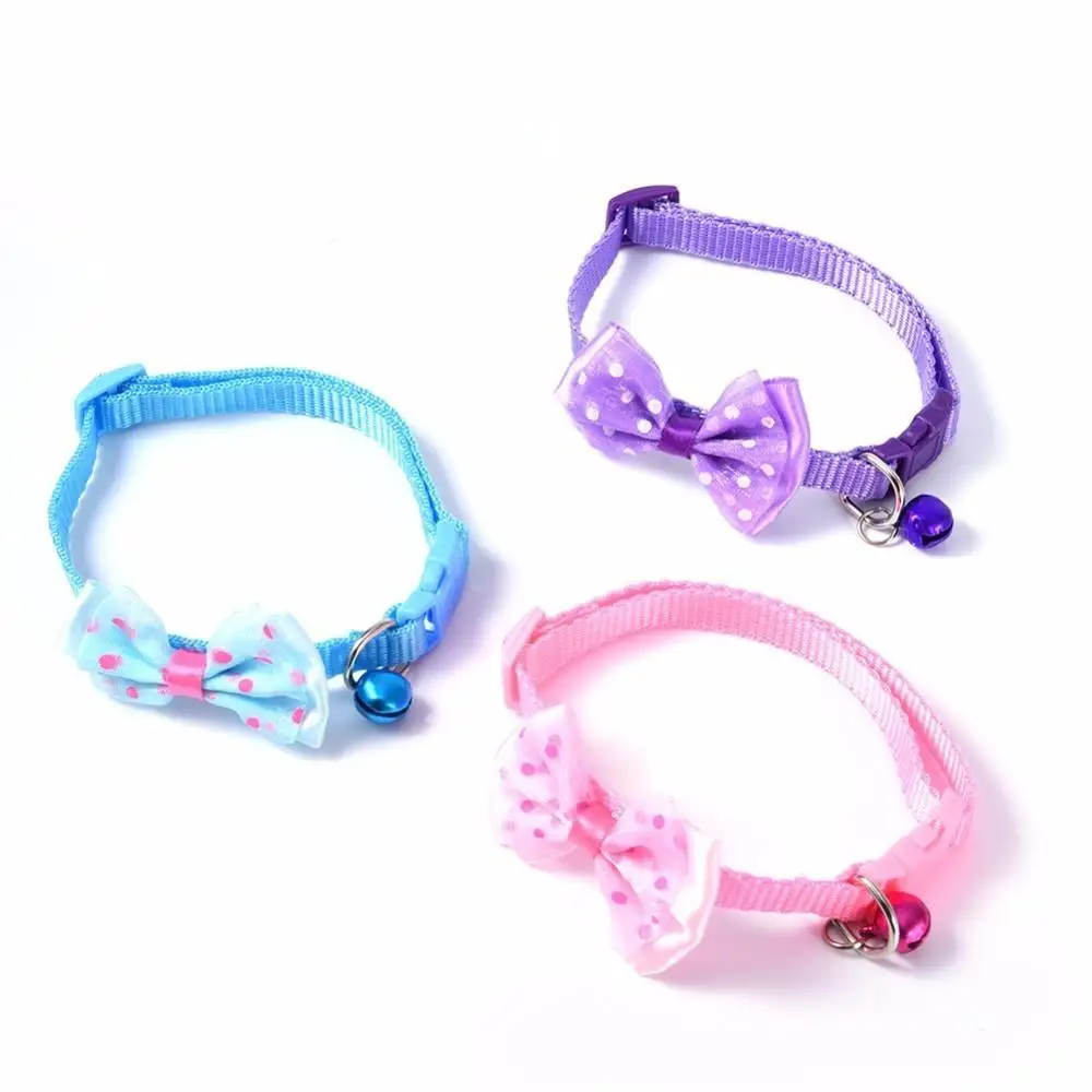 1pcs Bowknot Design Nylon Dog Puppy Cat Collars adjustable Necklace Harness With Bell For Pet Small Animal Pets Supplies | Дом и сад