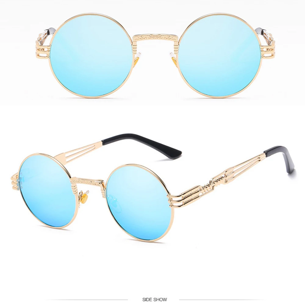 Круглые Солнцезащитные очки в оправе красного синего коричневого черного цвета