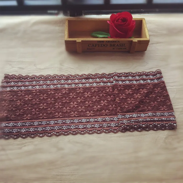 Эластичные кружевные аксессуары для одежды юбки 15 см шириной темно-кофейного и