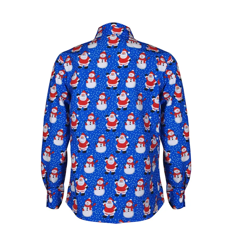 Для мужчин Xmas Slim Fit Повседневная рубашка с длинным рукавом модные топы рождественским принтом Для Мужчин's Рубашка с отворотом модные Для мужчин Костюмы