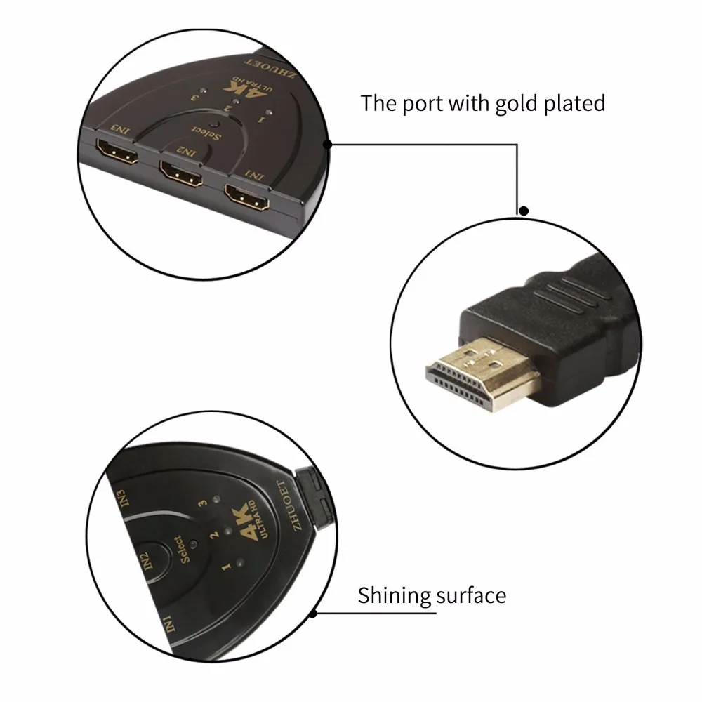 10pcs/ lot 4K*2K 3D Mini 3 Port HDMI Switch 1.4b 4K Switcher Splitter in 1 out Hub for DVD HDTV Xbox PS3 PS4 1080P | Безопасность и