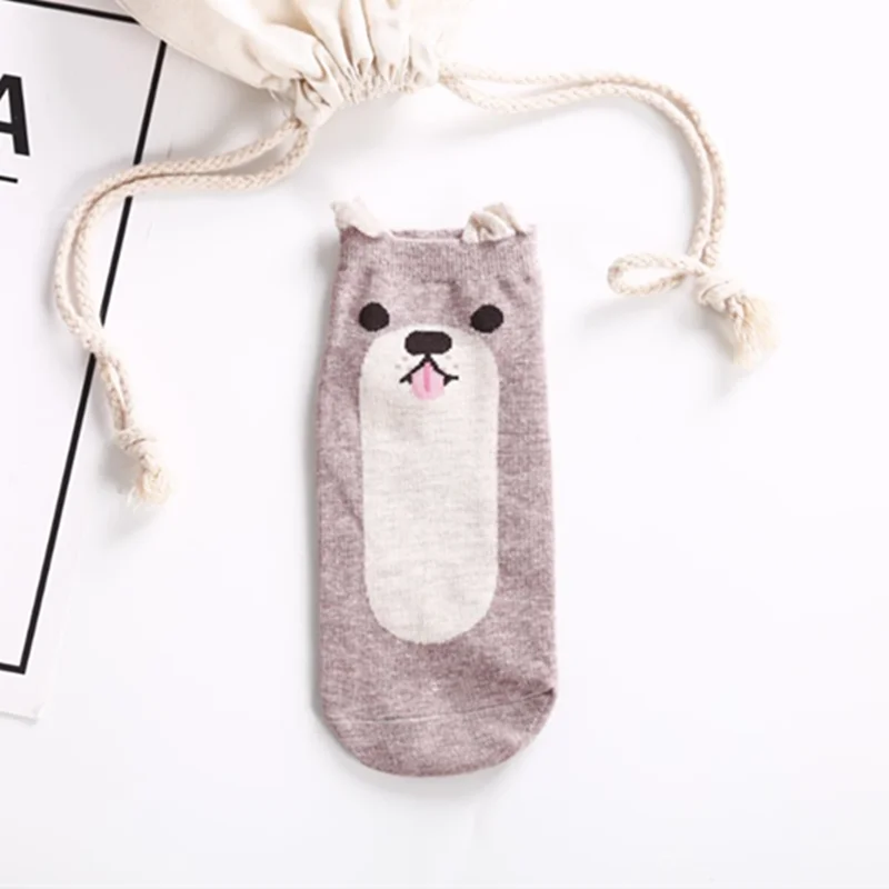 358 Новые модные милые животные женские хлопковые носки Kawaii летние короткие носки тапочки Для женщин Повседневное мягкие забавная лодка носки оптом - Цвет: 358