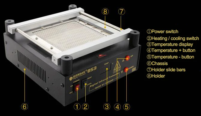 Бесплатная доставка паяльная станция Gordak 853 Digita с тепловым феном BGA +