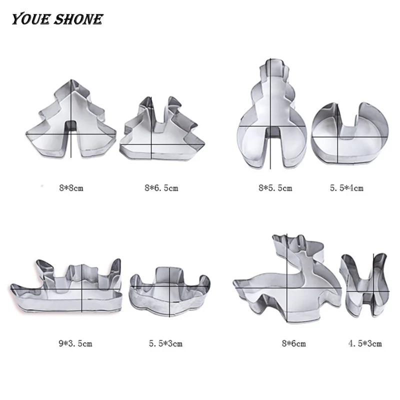 Youe shone 8 шт. 3D формочка для рождественского печенья из нержавеющей стали