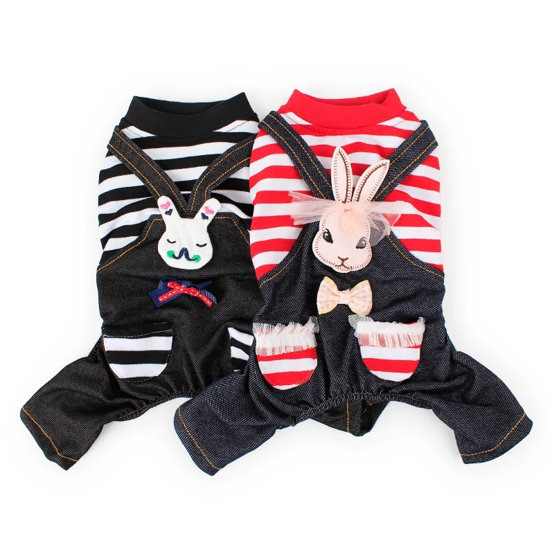 Кролик печать собаки комбинезоны лето осень ПЭТ щенков одежда черный красный в