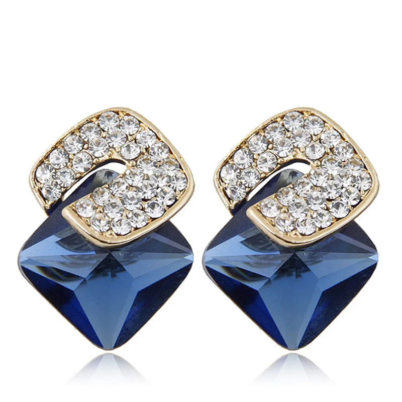 

MayJim New Fashion 2017 Gold Gothic Women geometric earrings big crystal Jewelry Rhinestone Alloy Stud Earrings Christmas Gifts
