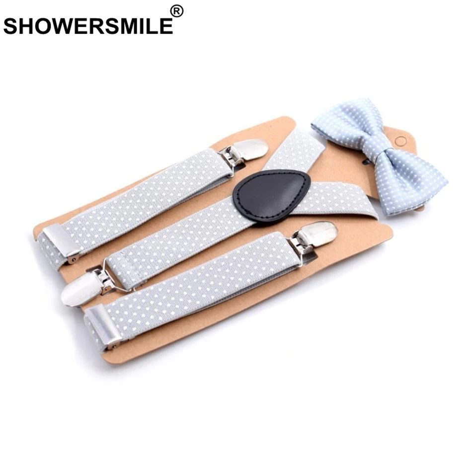 slivergray09 SHOWERSMILE/Детские подтяжки и галстуки-бабочки; фиолетовые брюки унисекс; подтяжки для мальчиков и девочек; свадебные модные подтяжки для детей - Color: slivergray09