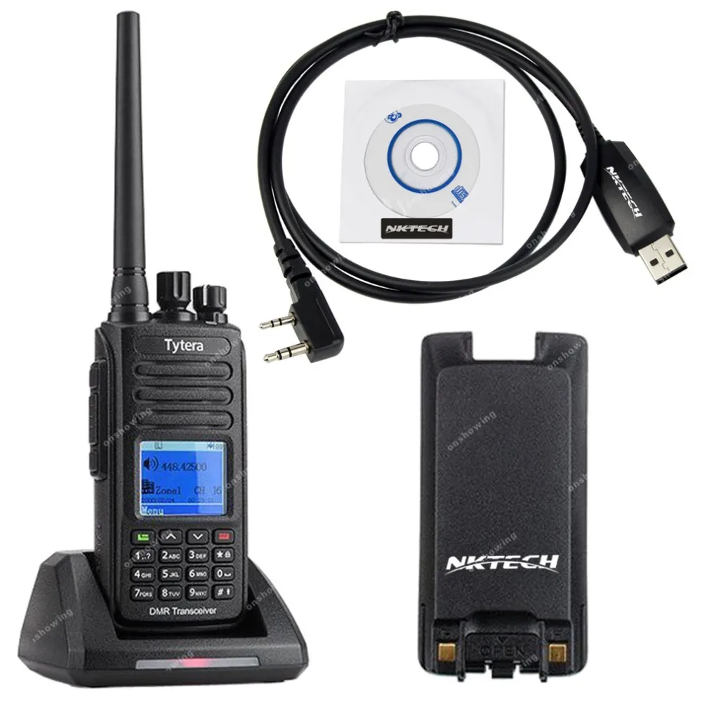 10 шт. nktech 2800 мАч Батарея и TYT MD 390 IP67 Водонепроницаемый трансивер цифровой Радио