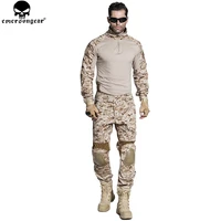 emersongear gen2 bdu airsoft combat suit tactical shirt pants with elbow knee pads military hunting clothes aor1 em6914