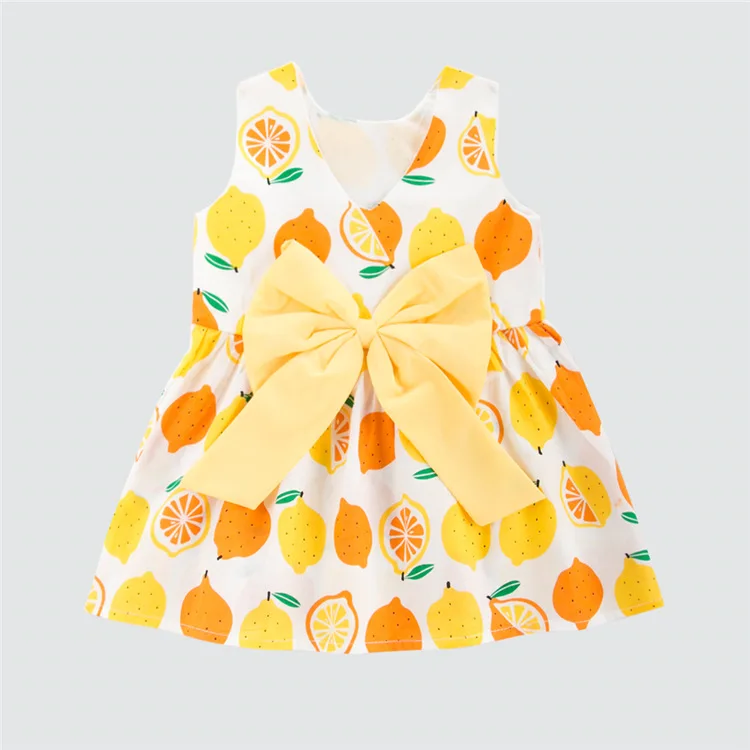 Newborn Infant Dresses Lemon Print Summer Baby Girl Dress Christening Gowns Princess Clothing | Детская одежда и обувь