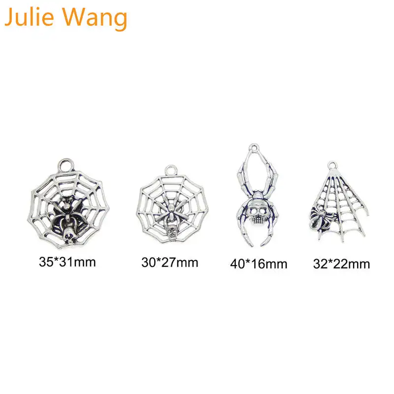 Julie Wang 8 шт. сплав Хэллоуин паук и сетка амулеты антикварный цвет ювелирное