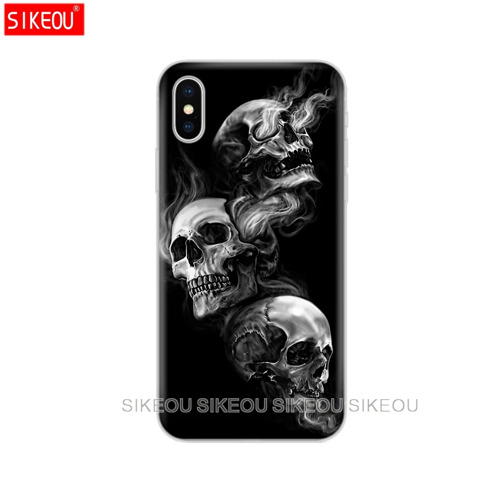 Силиконовый чехол для Iphone 6X8 7 6s 5 5s SE 2020 Plus 10 XR XS 11 pro Max Череп Скелет Призрак|Бамперы|