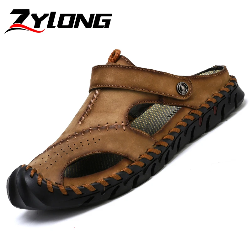 Европейский размер 38-48 ручной работы мужские сандалии из телячьей кожи Для