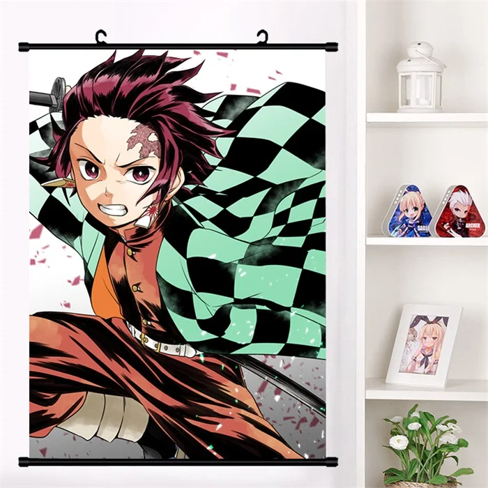 M Японское аниме Demon Slayer: Kimetsu no Yaiba Kamado Tanjirou Kamado Nezuko настенный свиток плакат Настенные подвесные плакаты домашний декор - Цвет: M