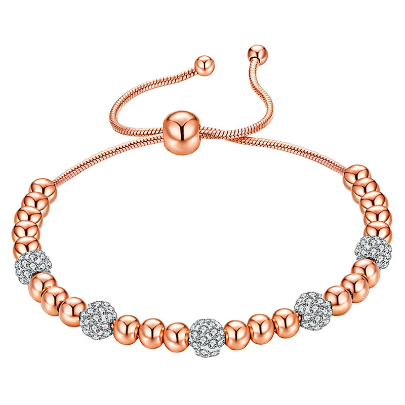 DoreenBeads модный браслет из нержавеющей стали серебряный цвет розовое золото бусины