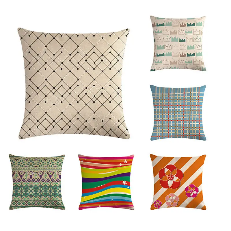

Декоративная наволочка для подушки в скандинавском стиле, хлопковые геометрические клетчатые подушки Almofadas 45 см x 45 см, квадратный сменный ц...
