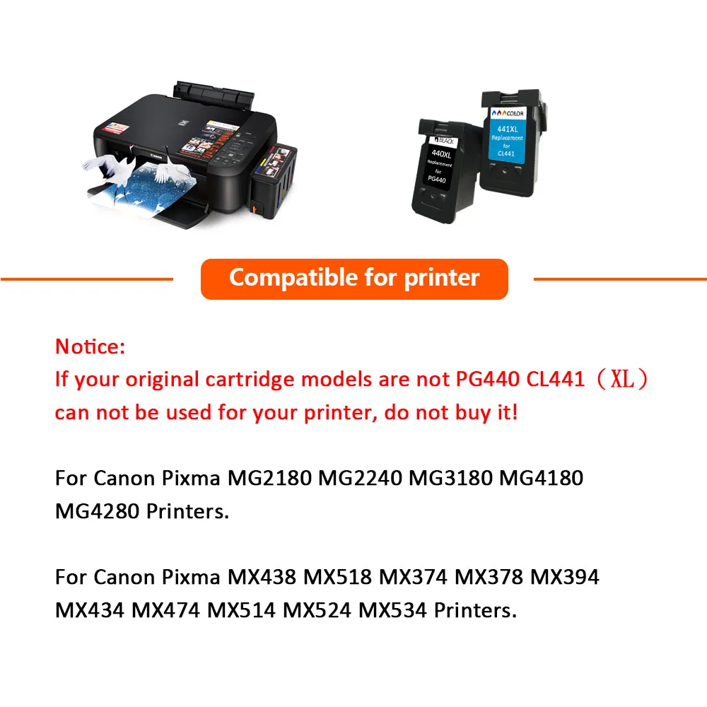 Сменный чернильный картридж XiangYu PG440 CL441 XL для Canon PG 440 CL 441 PIXMA MG2180 / 3180 4180 /MG4280