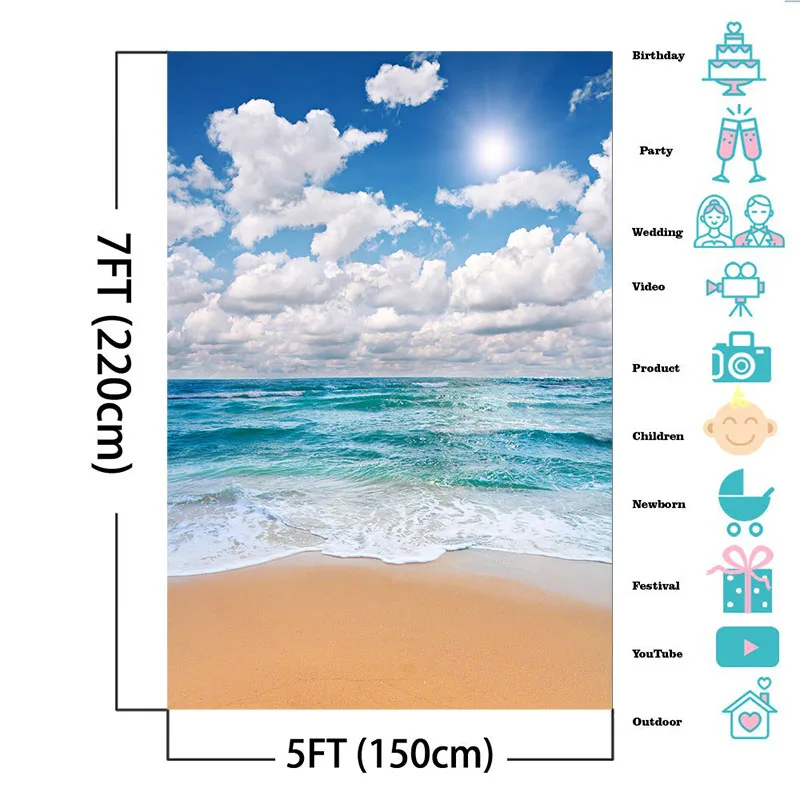 NeoBack солнечный пляж море фотографии фоны для фотостудии голубое небо белые