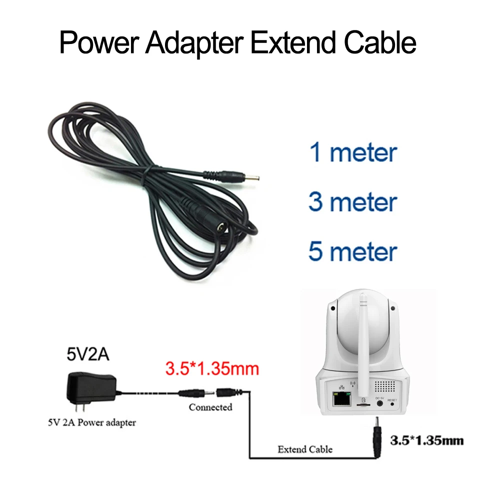Wifi IP камера адаптер питания расширение кабеля 5V2A 3 5*1 35 мм 1 м 5mr для Vstarcam C92S/C60S/C38S /