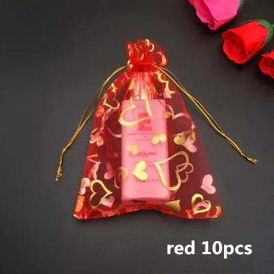Мешочки из органзы для сережек с сердечками 7x9 9x12 см 10 шт. | Украшения и аксессуары