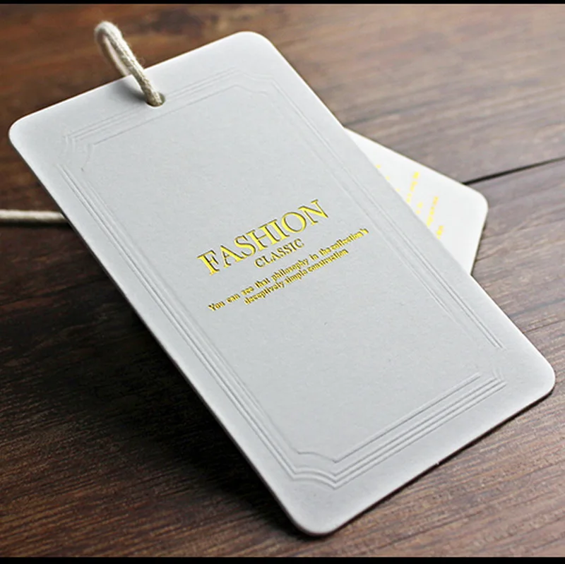 

Custom Black Paper Card Gold Stamping Clothing Hang Tags