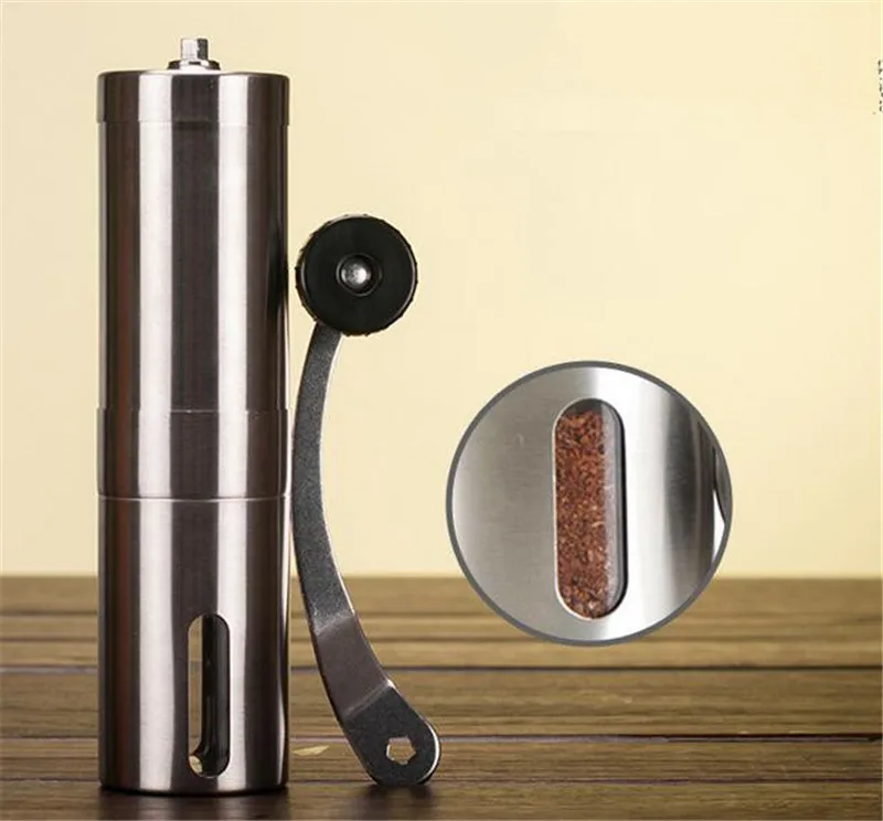 買取 10 個シルバーコーヒーグラインダーミニステンレス鋼ハンドマニュアル手作りコーヒー豆バリグラインダーミルキッチンツールクロッカス Gr