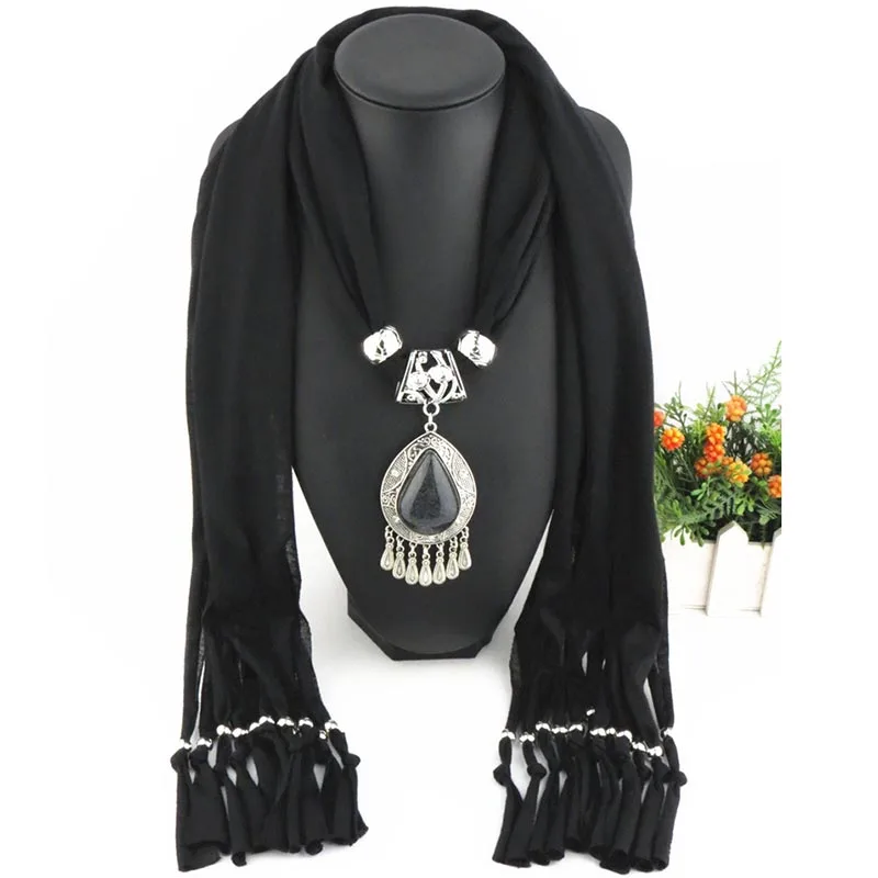 RUNMEIFA новинка ожерелье из полиэстера с керамическими бусинами однотонный шарф