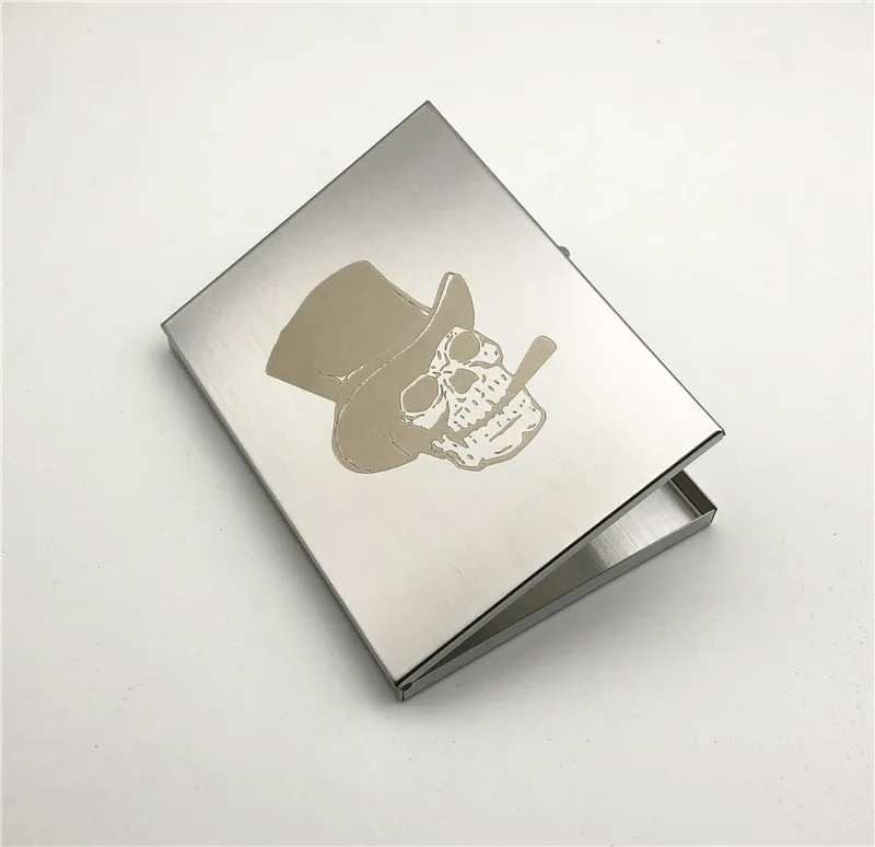 smoking skull Карманный органайзер для сигарет сексуальная девушка из нержавеющей стали чехол для сигарет ультра тонкий металлический Универсальный портсигар курительная коробка - Цвет: smoking skull
