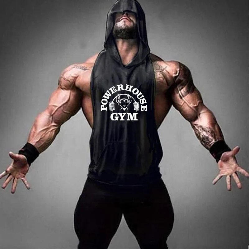 2019 Summer Newest Brand Mens Print Gym Stringers Vest Bodybuilding Clothing Fitness Man Hooded Tanktop Weightlifting Undershirt | Мужская