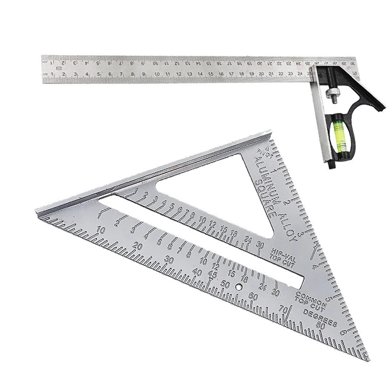 

Portable Square Triangle Ruler kit 300mm Square Ruler Adjustable Aluminium Alloy