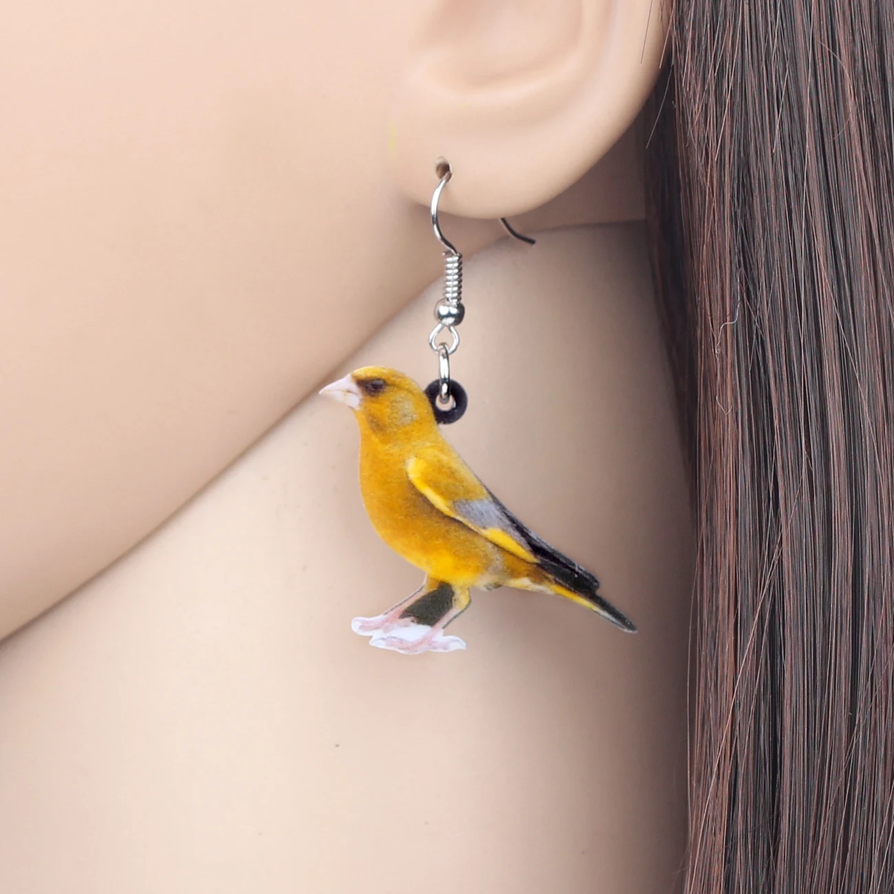 Bonsny Statement Acrylic Greenfinch Bird Earrings Big Long Drop Dangle Novelty Animal Jewelry For Women Girls Gift Party | Украшения и
