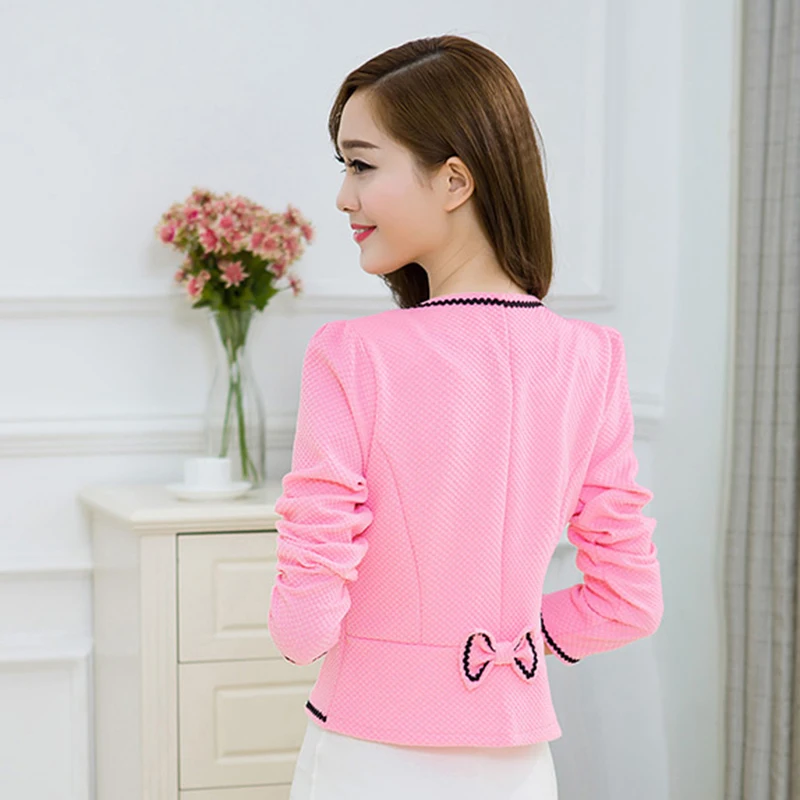 Новинка 2018 весенне-осенний костюм куртка для женщин короткая с бантом модный