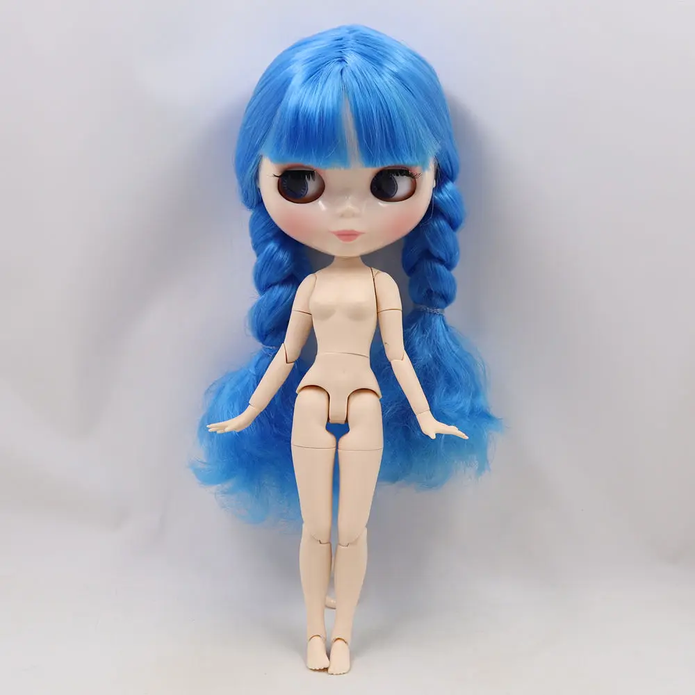 Кукла Blyth 30 см с белой кожей милые синие плетеные волосы стиль 1/6 шарнирное тело