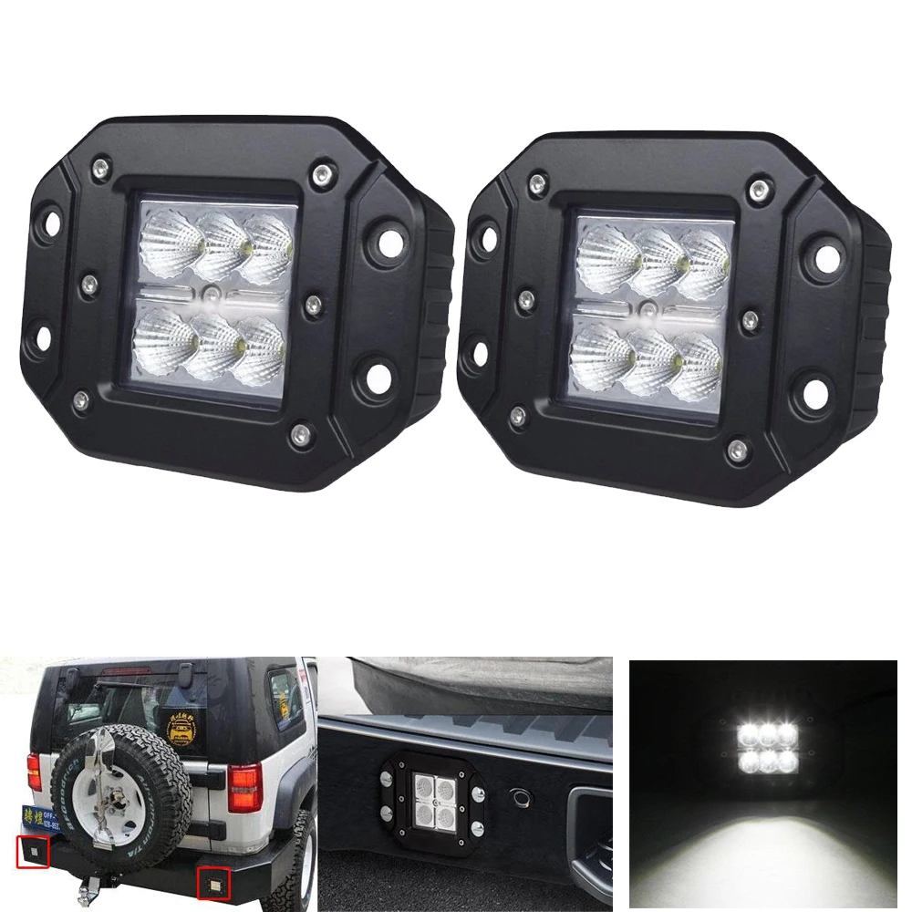2pcs 18W Led Pods заподлицо светодиодный рабочий свет дальнего света пятно внедорожный