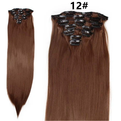 JOY& BEAUTY 22 Цвета доступны 2" 7 шт./компл. 16 зажимы в наращивание волос прямые волосы синтетический шиньоны 140 г накладные волосы - Цвет: 12