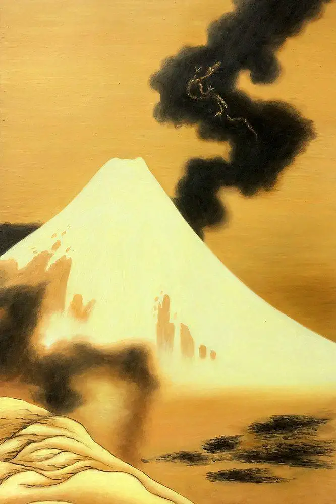 Японский пейзаж Настенная картина маслом дракон дыма выходящий из Mt Fuji от Katsushika