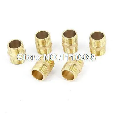 

6pcs Straight Brass Pipe Hex Nipple Fitting 16mm to 16mm Male Threaded