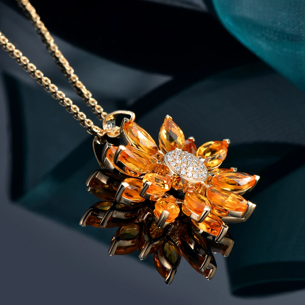 7.68ct если citформа цитрин H SI АЛМАЗ 14kt желтый золотой кулон для помолвки