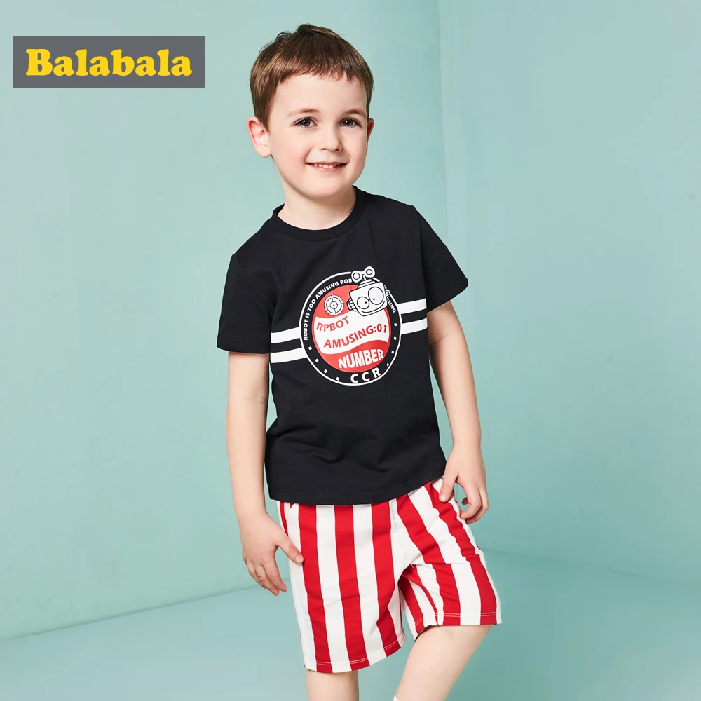 Balabala 2018 summer Children's clothes set enfant fashion Clothing toddler half Sleeve suit boy t-shirt+shorts |